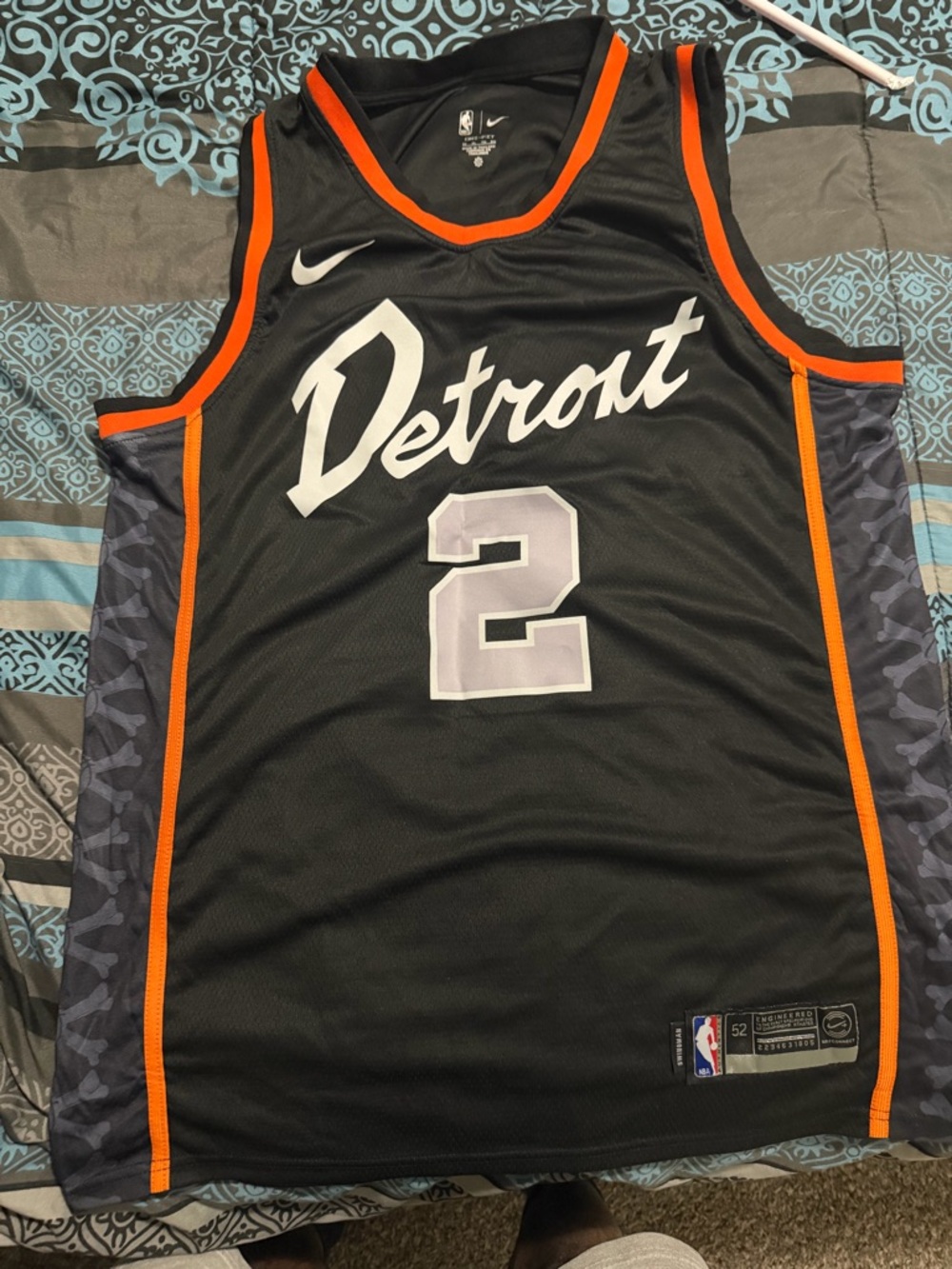 Nike Black and Orange Detroit Basketball Jersey #2